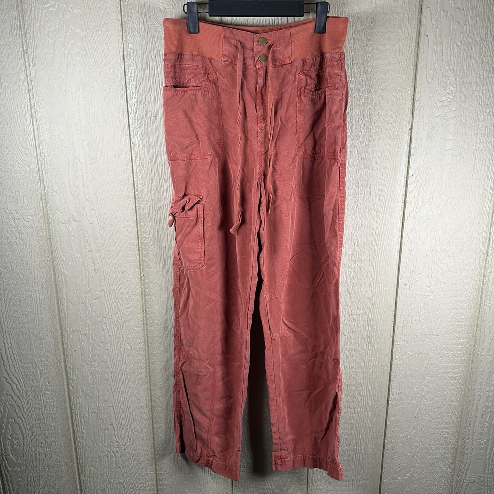 Soft Surroundings Benecia Cargo Pants Sz Medium Terracotta Tencel Boho Straight